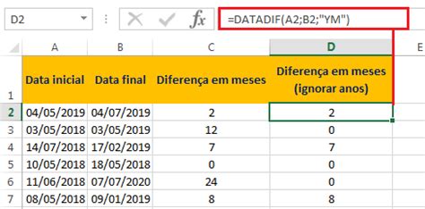 Formula Excel Quantidade De Meses Entre Duas Datas Materi Pendidikan