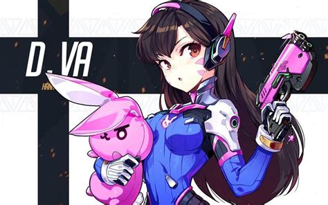 Wallpaper Dva Art Online Game Pink Bunny Anime Overwatch