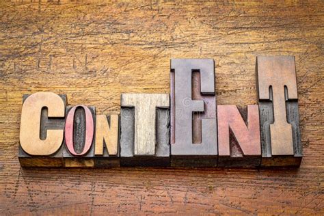 Content Word Abstract In Wood Type Stock Image Image Of Printing