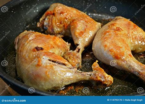 Frying Chicken Legs In A Frying Pan Stock Photo Image Of Dish