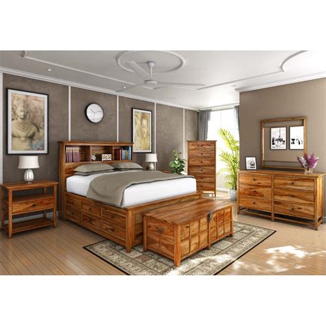 Mission Modern Solid Wood King Size Platform Bed Bedroom