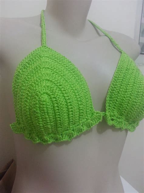 Biquíni Crochê Sutiã Verde Limão Atelier Priscila Luz Elo7