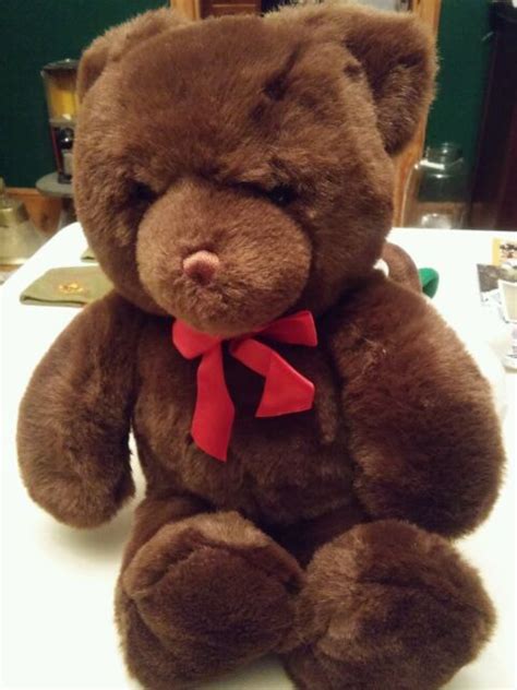 000 Gund Brown Bear Red T Ribbon 17 Plush Stuffed Animal Nice Ebay