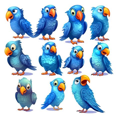 Premium Ai Image A Close Up Of A Bunch Of Blue Birds With Different
