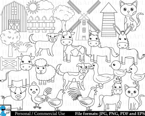 Farm Animals Clipart Outline - Get More Anythink's