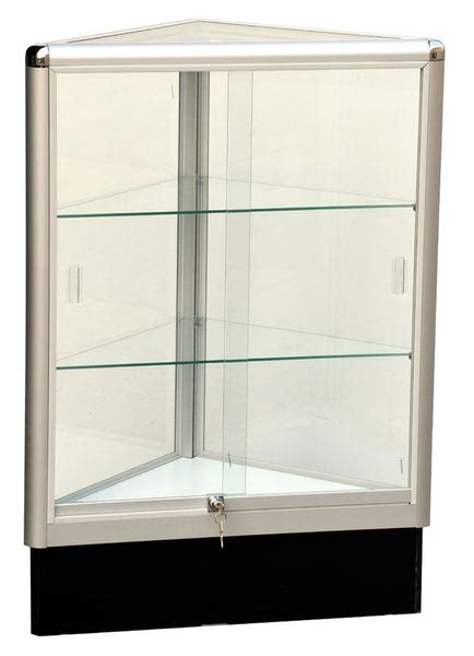 Corner Glass Display Case Triangle With Aluminum Frame Ablelin Store Fixtures Corp