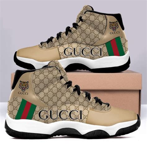 Gucci Brown Tiger Air Jordan 11 Custom Sneakers Shoes Jd110179 Air