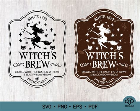 Witchs Brew Halloween Label Svg Png File Witches Etsy