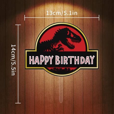Set Of Acrylic Jurassic Park Happy Birthday Cake Topper Jurassic Park Themed Smash Cake Topper