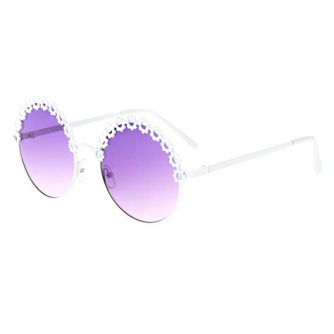 Round Flower Sunglasses White Claire S Us