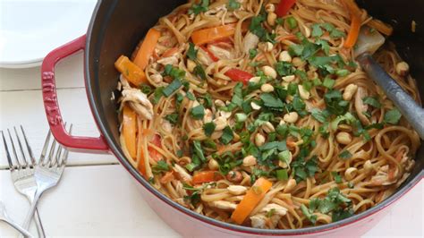 Instructions in an instant pot insert stir together broth, tomatoes, italian seasoning, garlic, 1/4 tsp salt and 1/4 tsp pepper (season with more at the end if needed). One-Pot Thai Peanut Chicken Pasta recipe from Betty Crocker