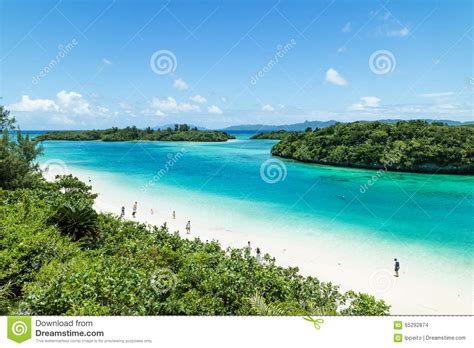 Tropical Island Beach And Clear Blue Lagoon Okinawa Japan Stock Photo