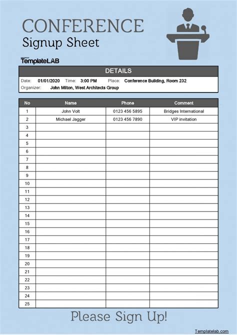 13 Sign Up Sheet Template Sign In Sheet Download Wordpdf
