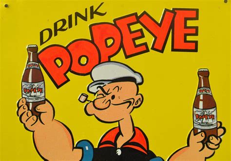 Vintage Popeye Tops Soda Bottle Metal Tin Wall Advertising Sign 1929