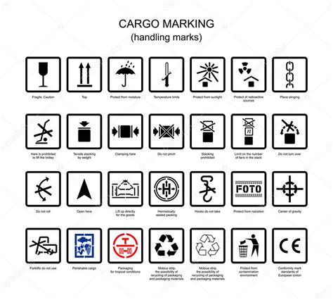 Vector Cargo Symbols Symbols For Cargo Marking — Stock Vector