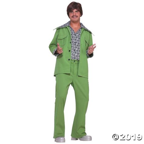 Mens Green Leisure Suit 70s Costume Standard 1 Pieces