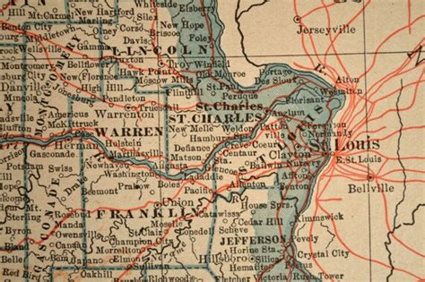 Missouri Map Missouri Railroad Antique State By Mapsbooksephemera