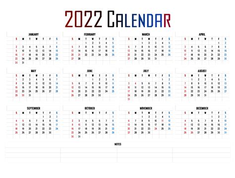 12 Month Free Printable 2022 Calendar With Holidays All In Here
