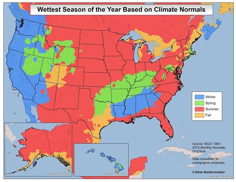Wettest And Driest Seasonsmonths In The United States Vivid Maps