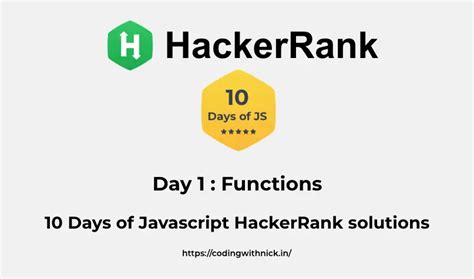 Day 1 Functions 10 Days Of Javascript Hackerrank Solutions Coding
