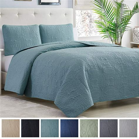 Mellanni Bedspread Coverlet Set Spa Blue Comforter Bedding Cover