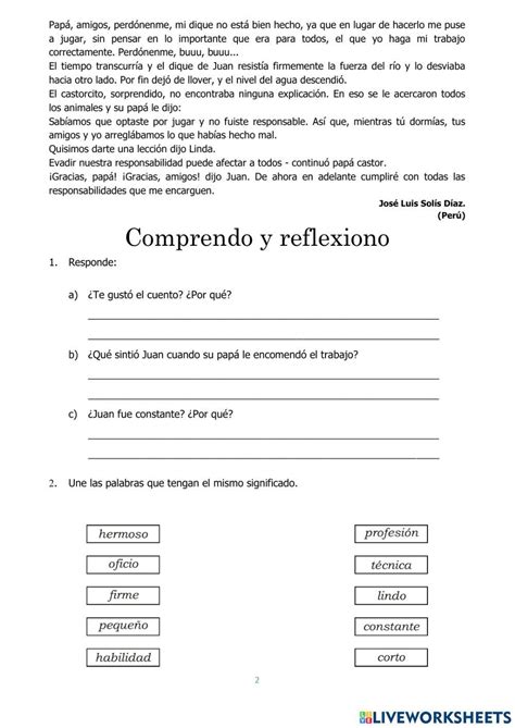 El Cuento Online Exercise For Primaria Live Worksheets