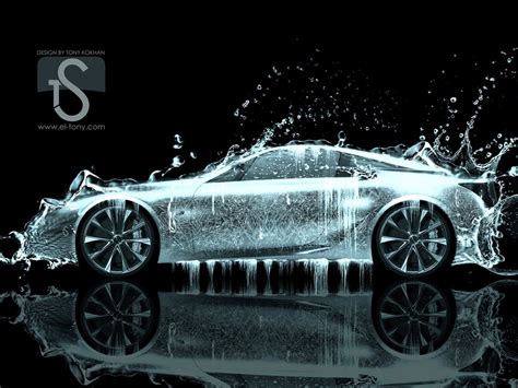 Water Drops Splash Beautiful Car Creative Design Wallpaper 26