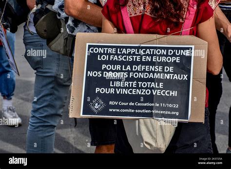 a protester holds a placard during the demonstration people gathered in marseille to oppose the