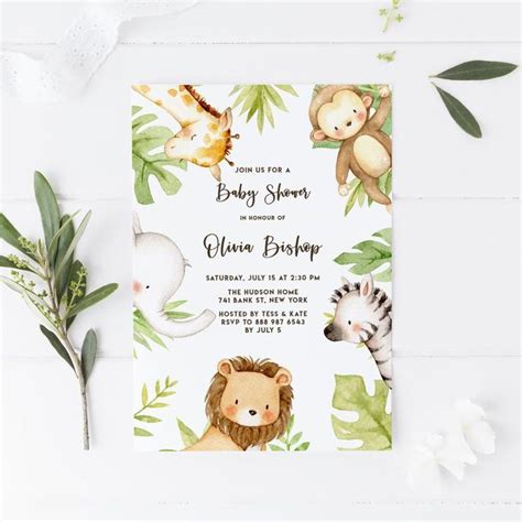 You have access to thousands of stock photos, illustrated icons, engaging font styles and more design tools to help you create something truly memorable. Printable Safari Baby Shower Invitation Template Editable ...