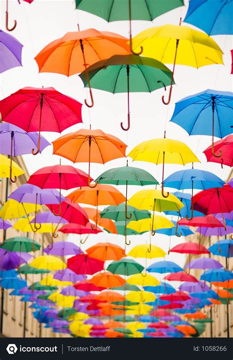 Free Bright Colorful Hanging Umbrellas Photo Umbrella Photography