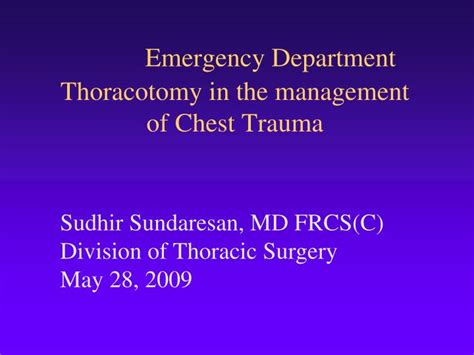 Ppt Emergency Department Thoracotomy In The Management