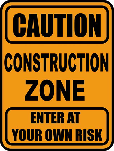 Construction Zone Sign Boys Room Decal