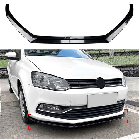 Black Front Bumper Spoiler Splitter Lip Kit For Vw Polo Mk5 6r 6c 2009 2018 New Ebay