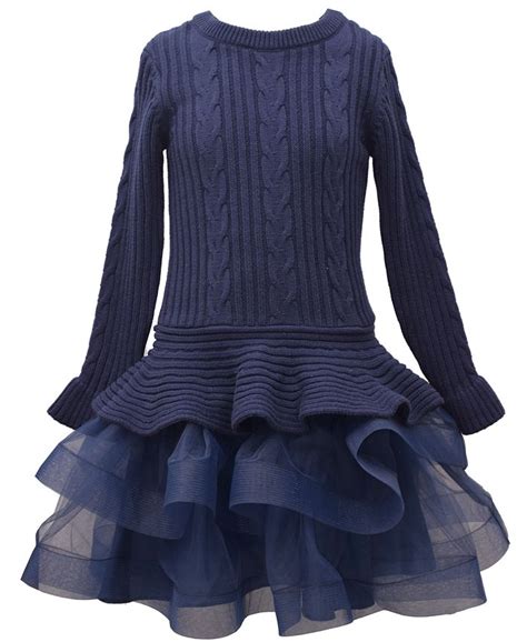 Bonnie Jean Big Girls Long Sleeved Cable Knit Sweater Dress Macys