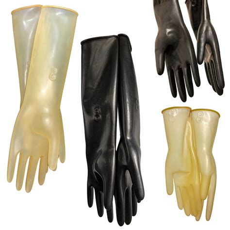 Latex Gloves Black Natural Fetish Rubber 27cm 41 Cm Size 7 8 85 Ebay