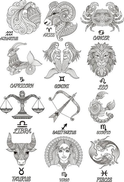 Zodiak Zeichen Clipart Horoskop Vektorbild Svg Cdr Png Etsy