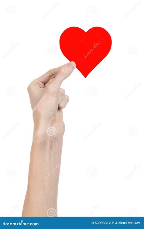 Valentines Day And Love Theme Hand Holding A Red Heart Isolated On A