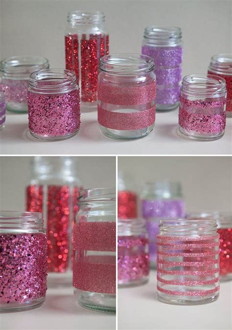 How To Make Diy Glittered Glass Jars ~ Perfect Candle Holders Mason
