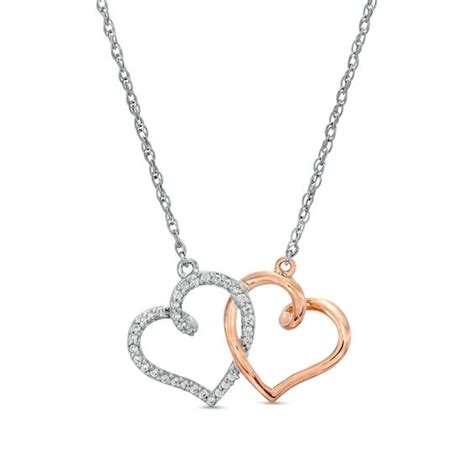 110 Ct Tw Diamond Interlocking Heart Necklace In Sterling Silver