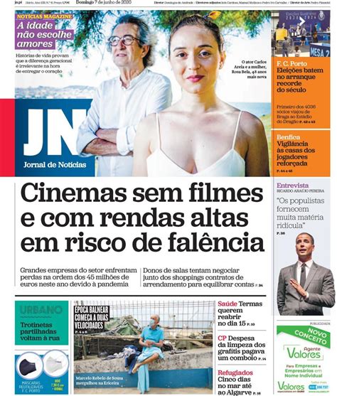 Capa Jornal De Notícias 7 Junho 2020 Capasjornaispt
