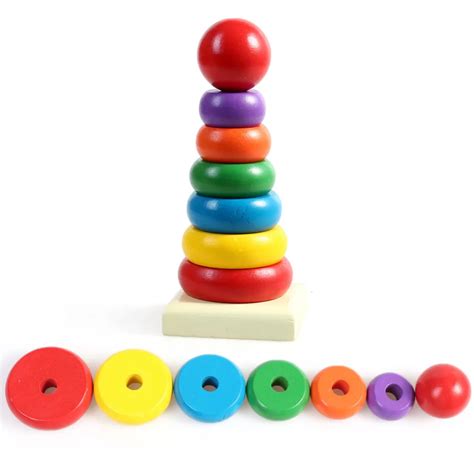 Kid Stack Up Nest Rainbow Tower Baby Stacking Nesting Ring Learning