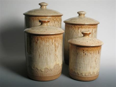 Pottery Canister Set Kitchen Canisters