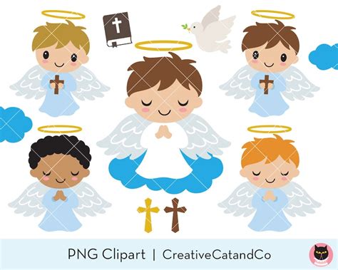 Boy Angels Clipart Baptism Christening Announcement Invitation Etsy