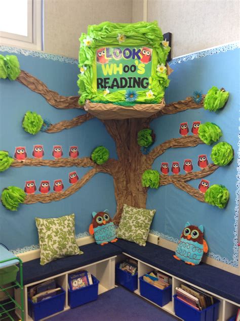 Reading Corner With Owl Theme Love It Ikea Bookshelves As Benches With Bin Storage Owl