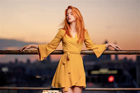 Redhead Model ~ Veronica Outdoors Redhead Model Dress Hd Wallpaper