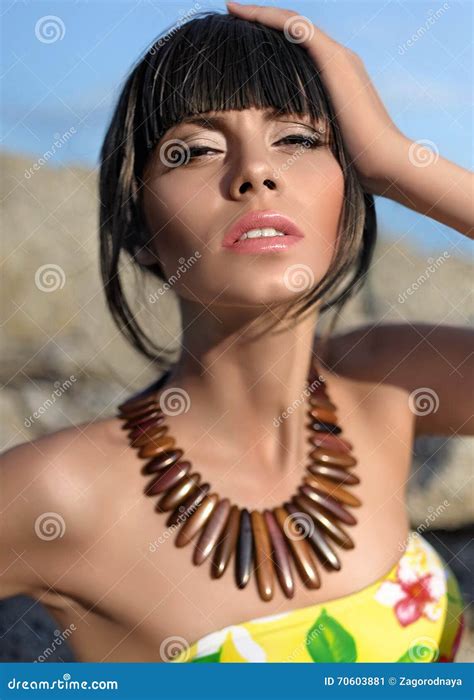 Portrait Of A Beautiful Woman On The Beach Stock Image Image Of Water Outdoor 70603881
