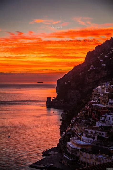 Autumn Sunset In Positanoamalfi Coast Amalfi Coast Italy Amalfi