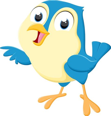 Dessin Animé Mignon Oiseau Bleu | Vecteur Premium