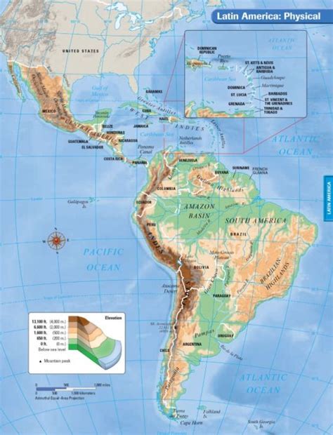 Latin America Physical Map Latin America Pinterest America Latin