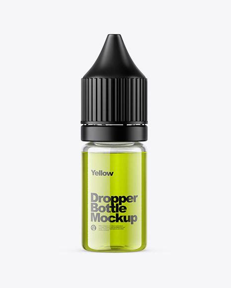 Download 10ml Clear Glass Dropper Bottle Mockup in Bottle Mockups on Yellow Images Object Mockups ...